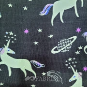 Micro Satin Bonded | 290 Gsm | Galaxy Unicorn Print | Black