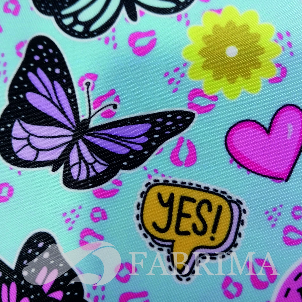 Heavy Twill Bonded | 290 Gsm | Butterfly Print | Sky Blue