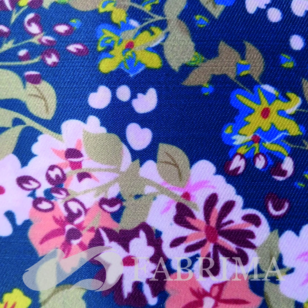 Heavy Twill Bonded | 290 Gsm | Floral Print | Navy Blue