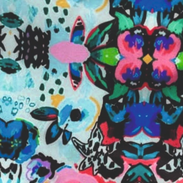 Abstract Floral Art Printed Fabric | 260 GSM | Kaleido Bloom Symphony