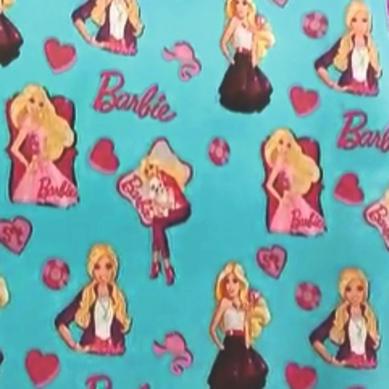 Barbie Dream World Printed Fabric | 260 GSM | Aqua Blue Fantasy