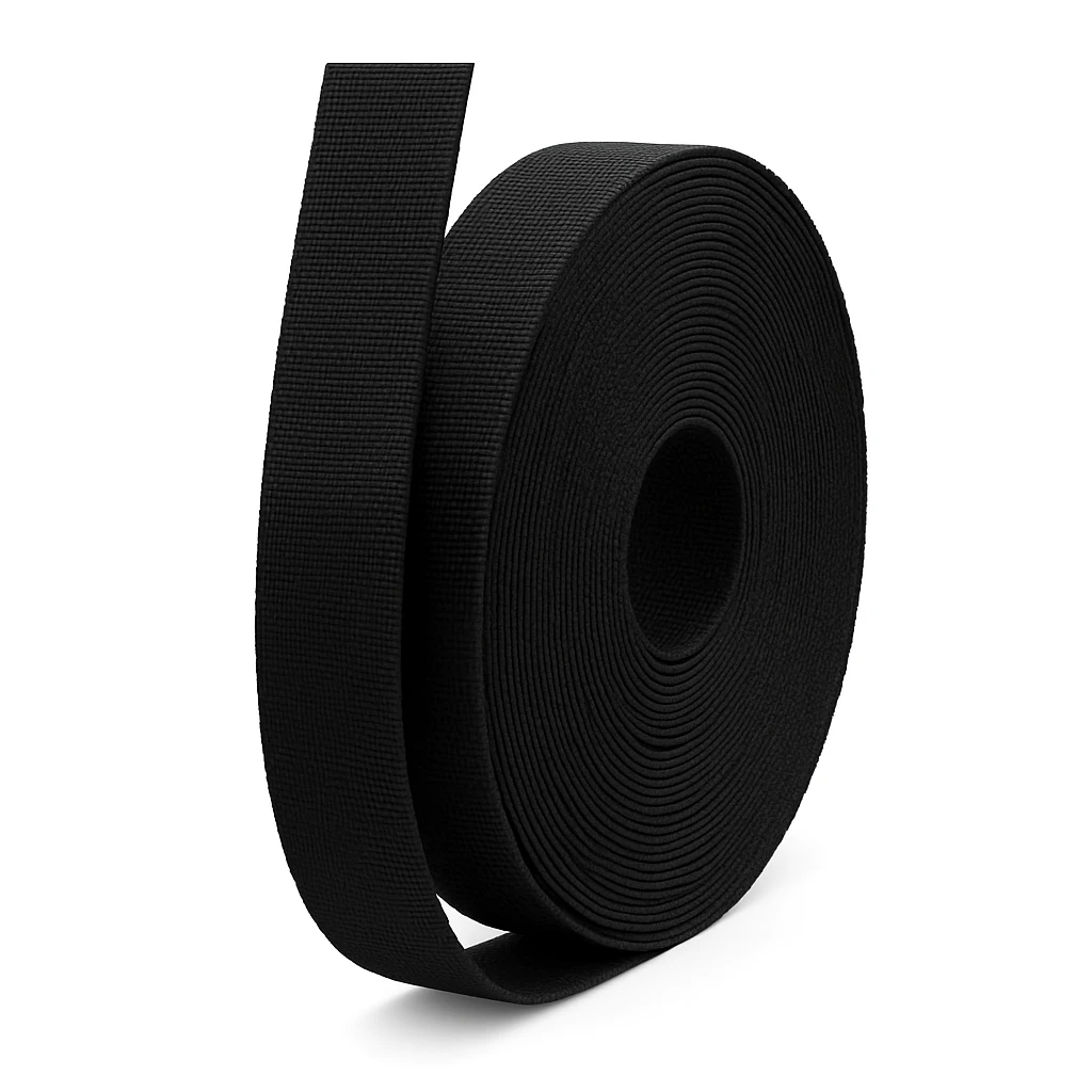 1 Inch Black Niwar Tape | PP Woven Tape Roll | Durable Furniture & Bag Binding S