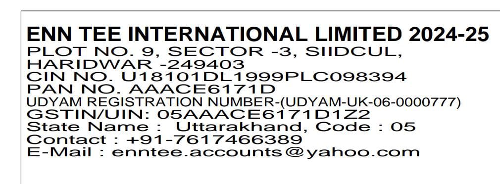 ENN TEE INTERNATIONAL LIMITED